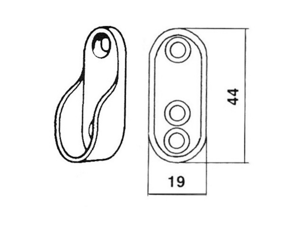 2 Buisdragers voor Ovale Buis 44x20 mm