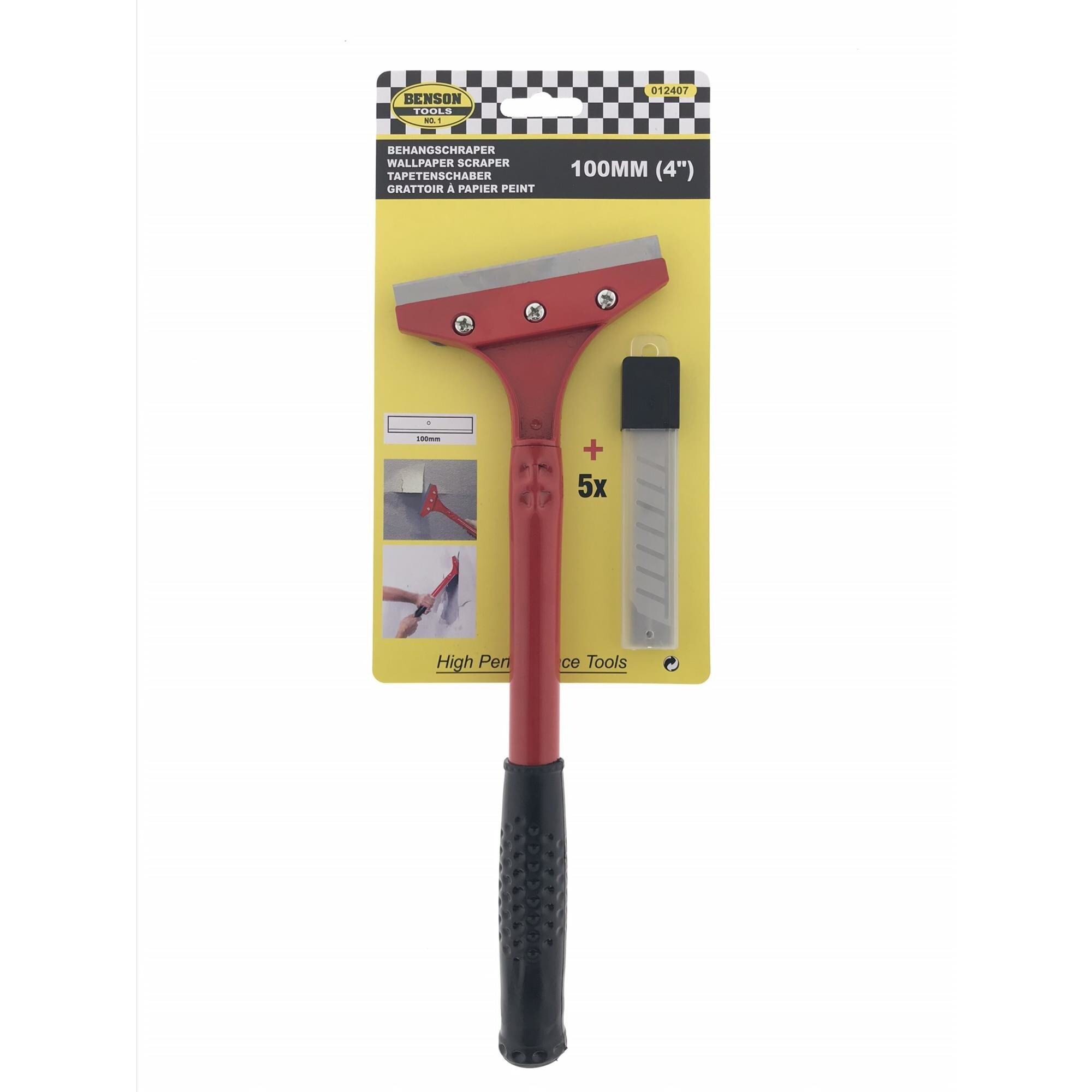 Benson Wallpaper Scraper 100 mm Including 5 Blades Red