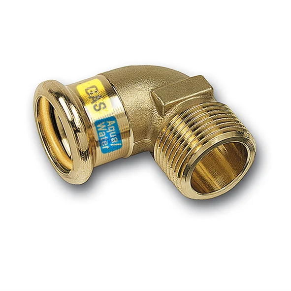 Persovergangsknie Brons 15 mm X 1/2" m 90° Gas / (Drink)water Sanha Hydrogas