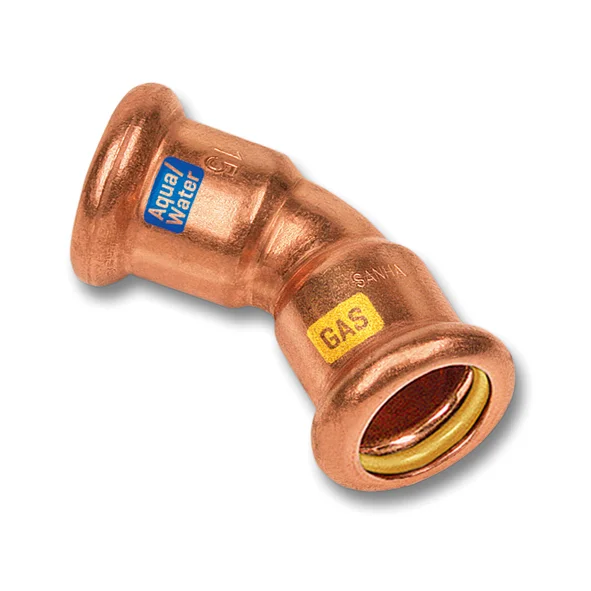 Persbocht Koper 22 mm Ff 45° Gas / (Drink)water Sanha Hydrogas