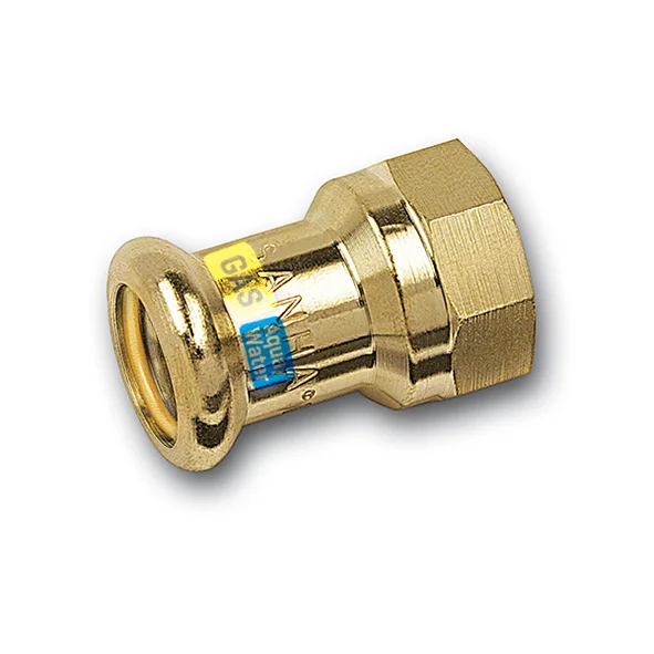 Persovergangsstuk Brons 15 mm X 1/2" F Gas / (Drink)water Sanha Hydrogas