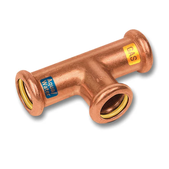 Persverloop-T Koper 28x22x28mm Fff Gas / (Drink)water Sanha Hydrogas