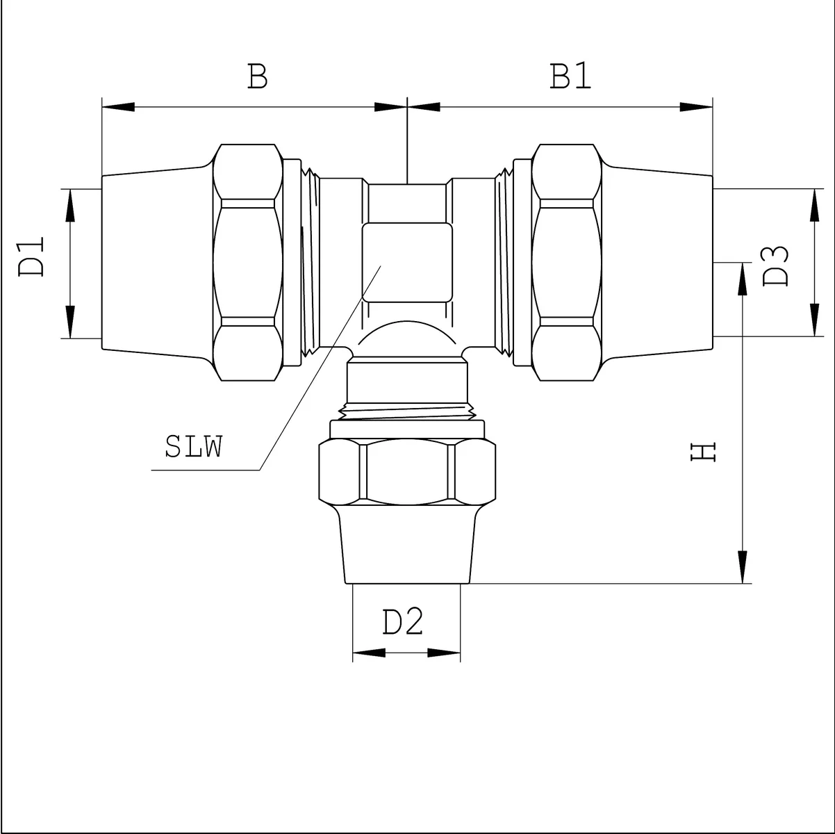 Gas Knel T-Stuk 22x15x22
