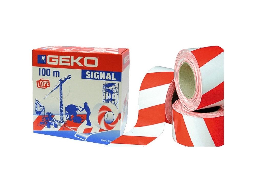 Geko Afzetlint Rood/wit 100 m