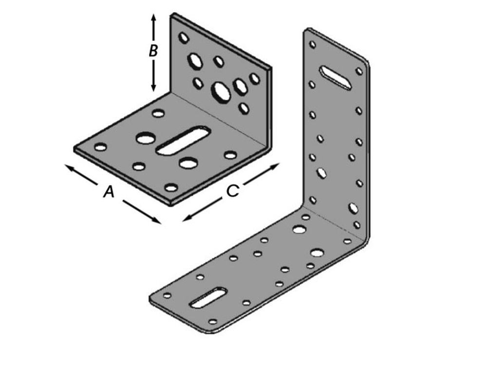 Hoekverbindingen,vlak,verzinkt 90x90 mm