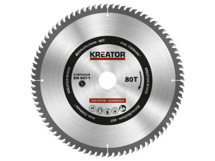Kreator Cirkelzaagblad 254 mm 80t Hout