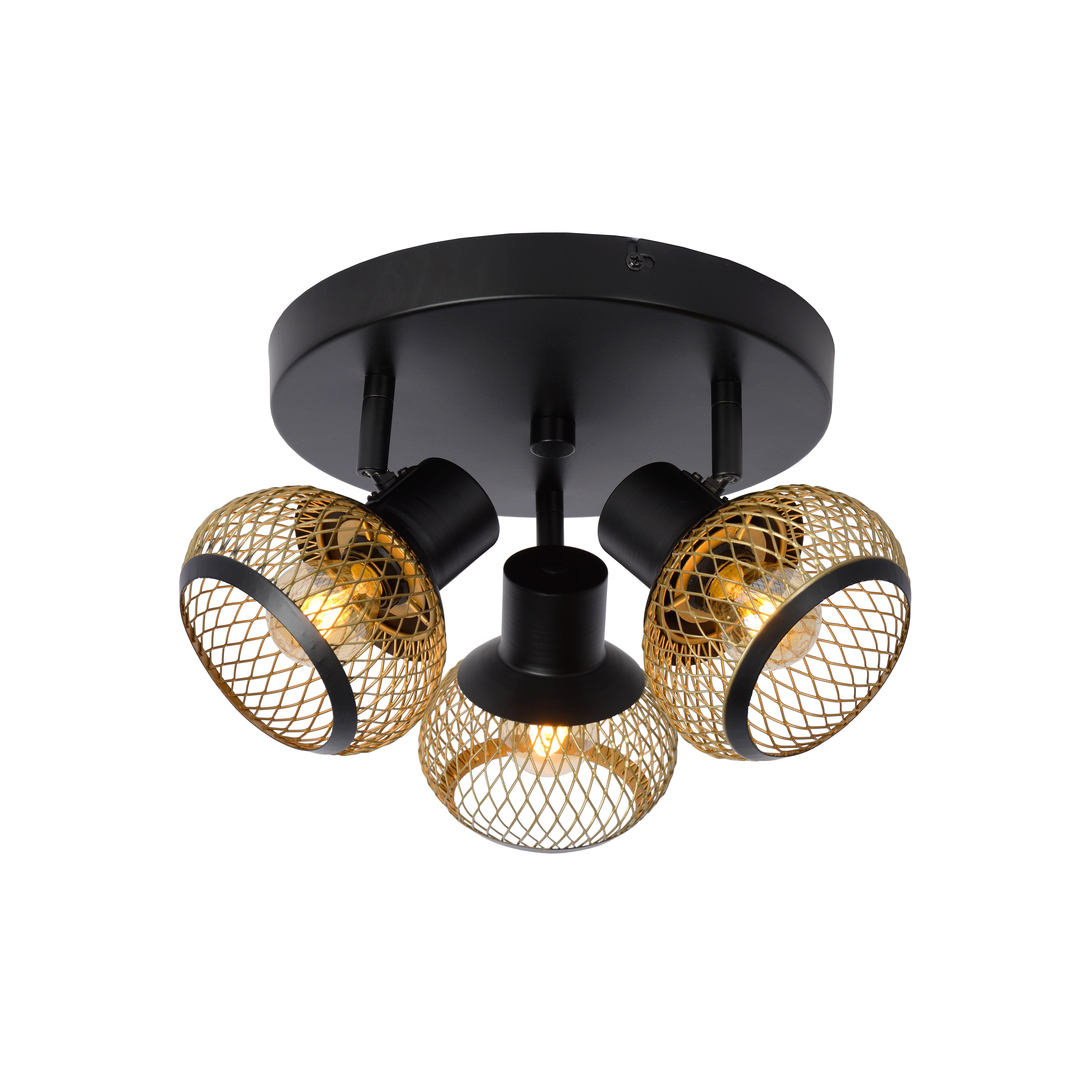 Lucide Lucas Spot Plafond Or Mat/laiton/noir 3×e14 40w