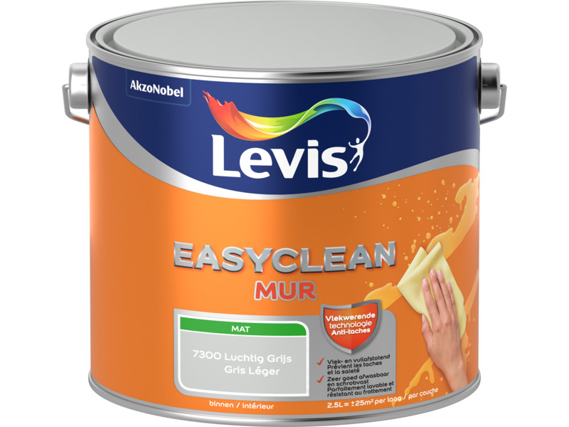 Lv Easyclean Muur Mat Luchtgrys 2.5 l