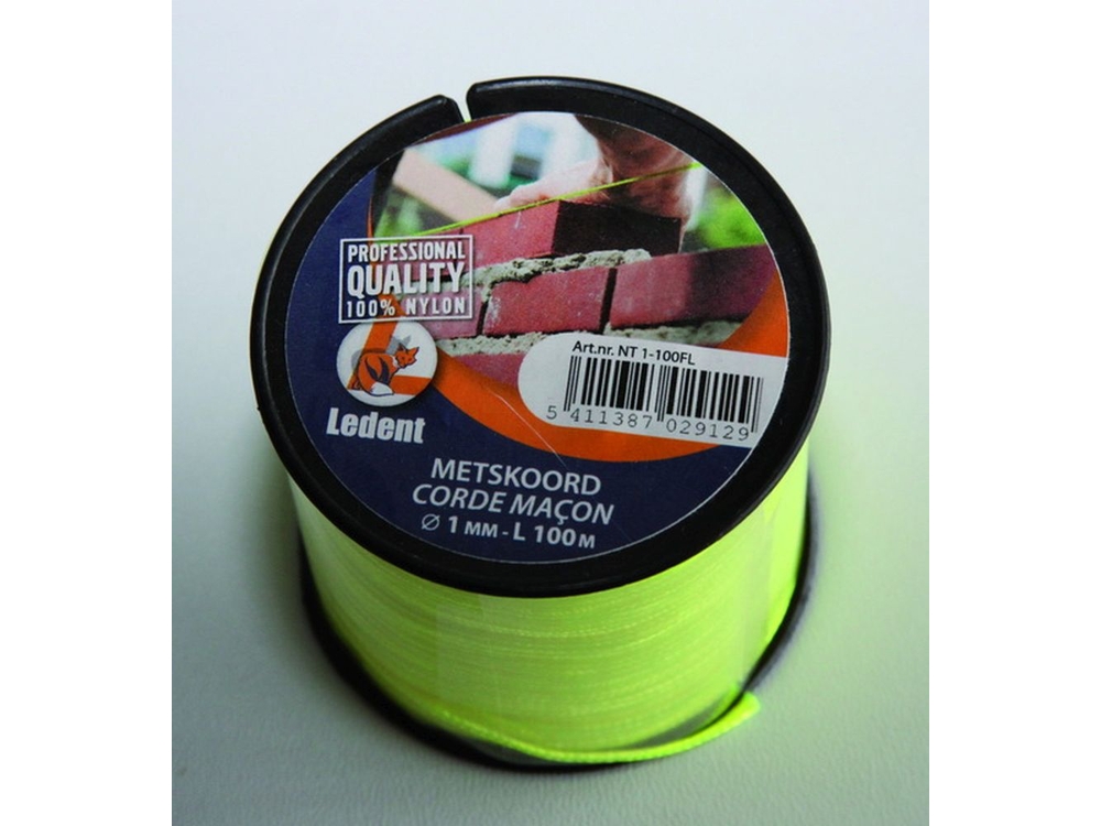 Metserskoord Fluo Geel 100 m 1 mm
