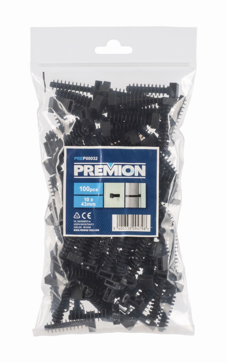 Premion Cable Tie Wall Mount Black 10×43 mm 100 Pcs Prep00032