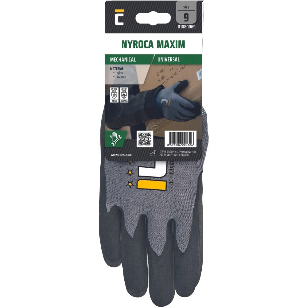 Cerva Nyroca Maxim Gant Nylon Flex Mousse Nitrile Taille 11 Blister