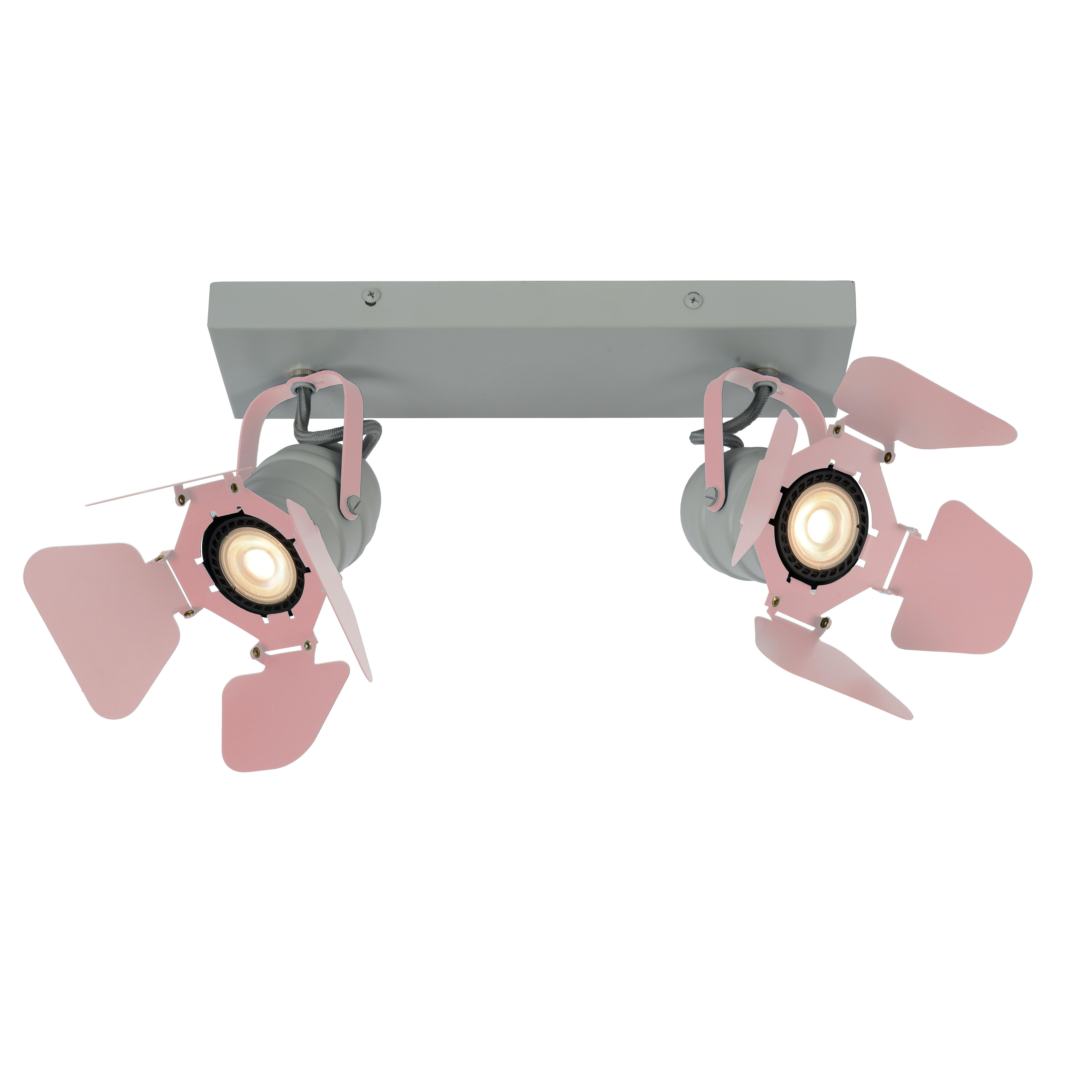 Lucide Picto Spot Plafond Enfant Rose 2×gu10 35w Ø12,5 cm