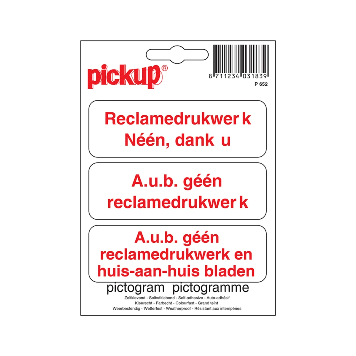 Pictogrammen Geen Reclamedrukwerk
