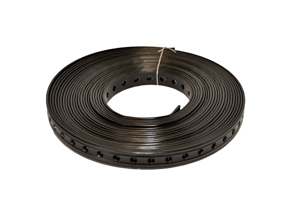 Rollen Bandijzer, Zwart Geperforeerd 19mmx0.8mmx10m