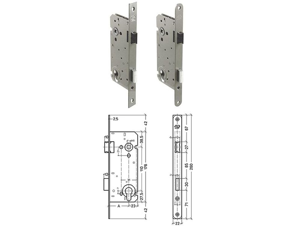Slot Zonder Cilinder,omlegbaar 110x60mm