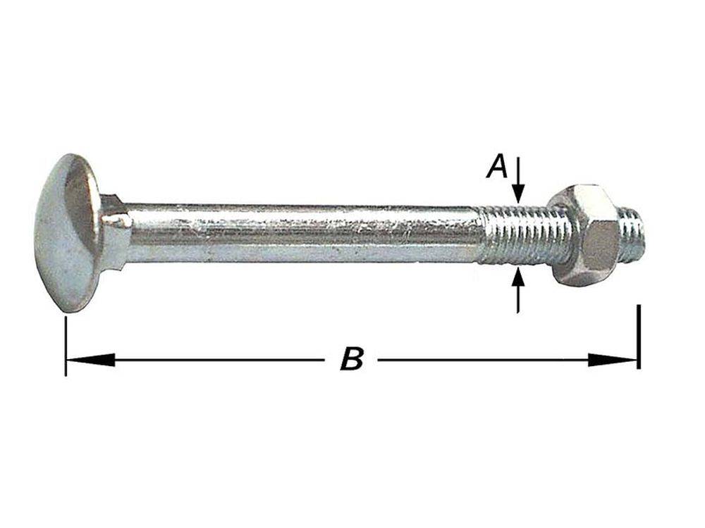 Slotbouten met Moer, Verzinkt M8 X 70 mm