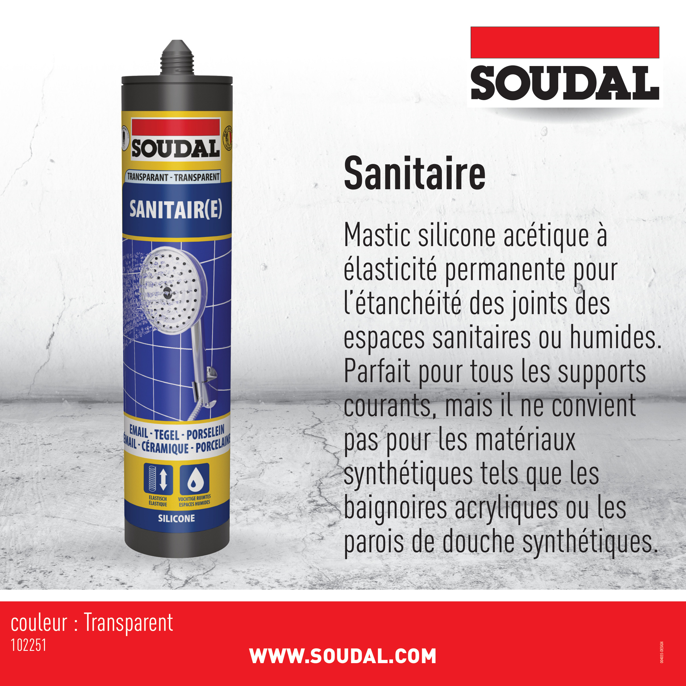 Kit Sanitaire Soudal Transparent 290 ml
