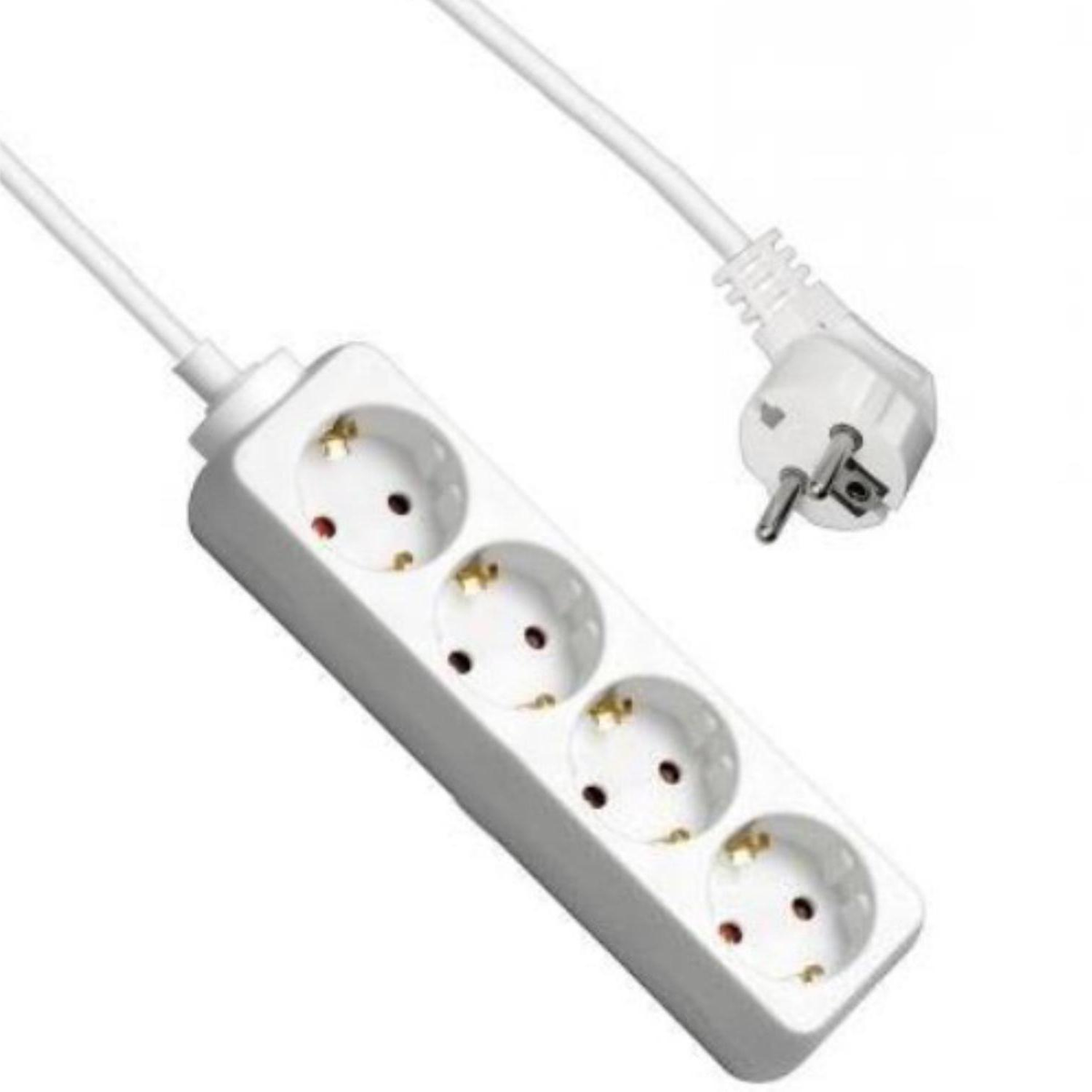 Multiprise 4 Prises Câble 5 m Blanc Avec Interrupteur 16a 250v