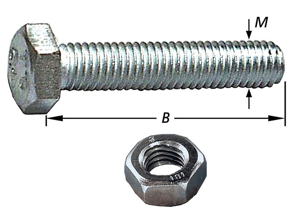Tapbouten met Moer, Verzinkt M4 X 20 mm