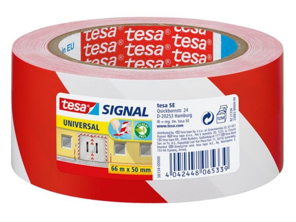 Tesa Rood/wit Afzet Tape 66mx50mm