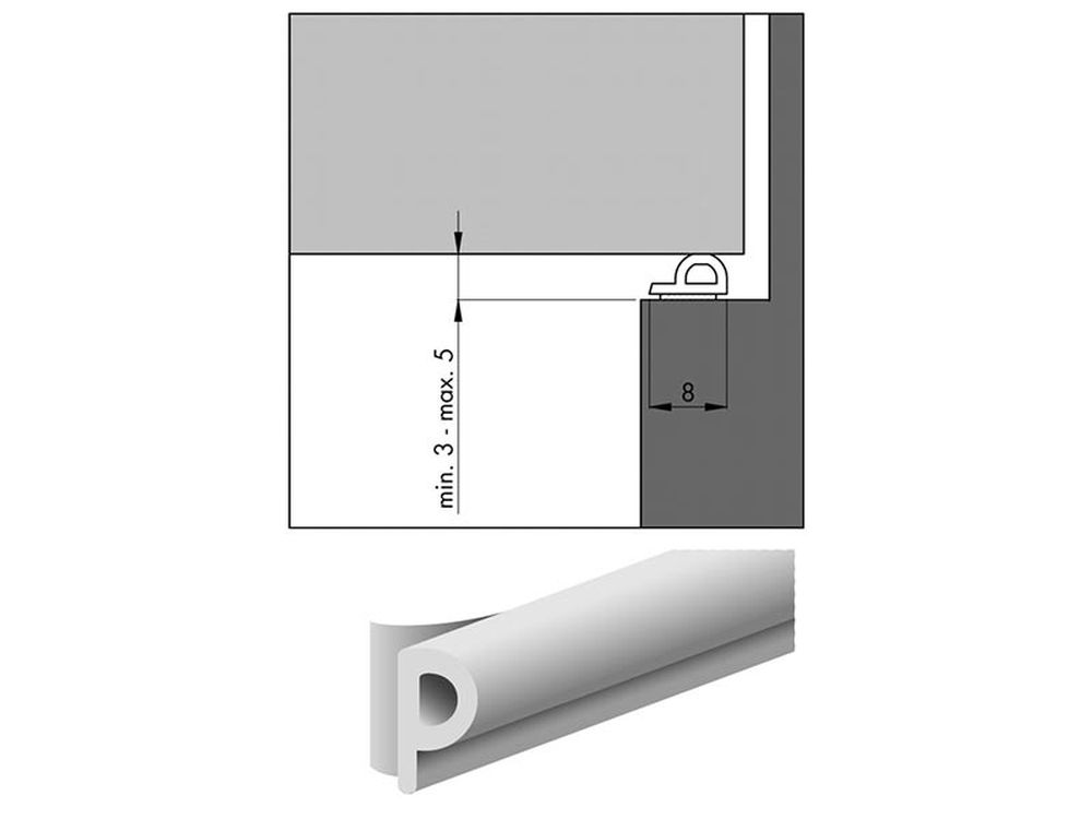 Tochtband, P, Wit 600301062 8x5mm - 7.5 m