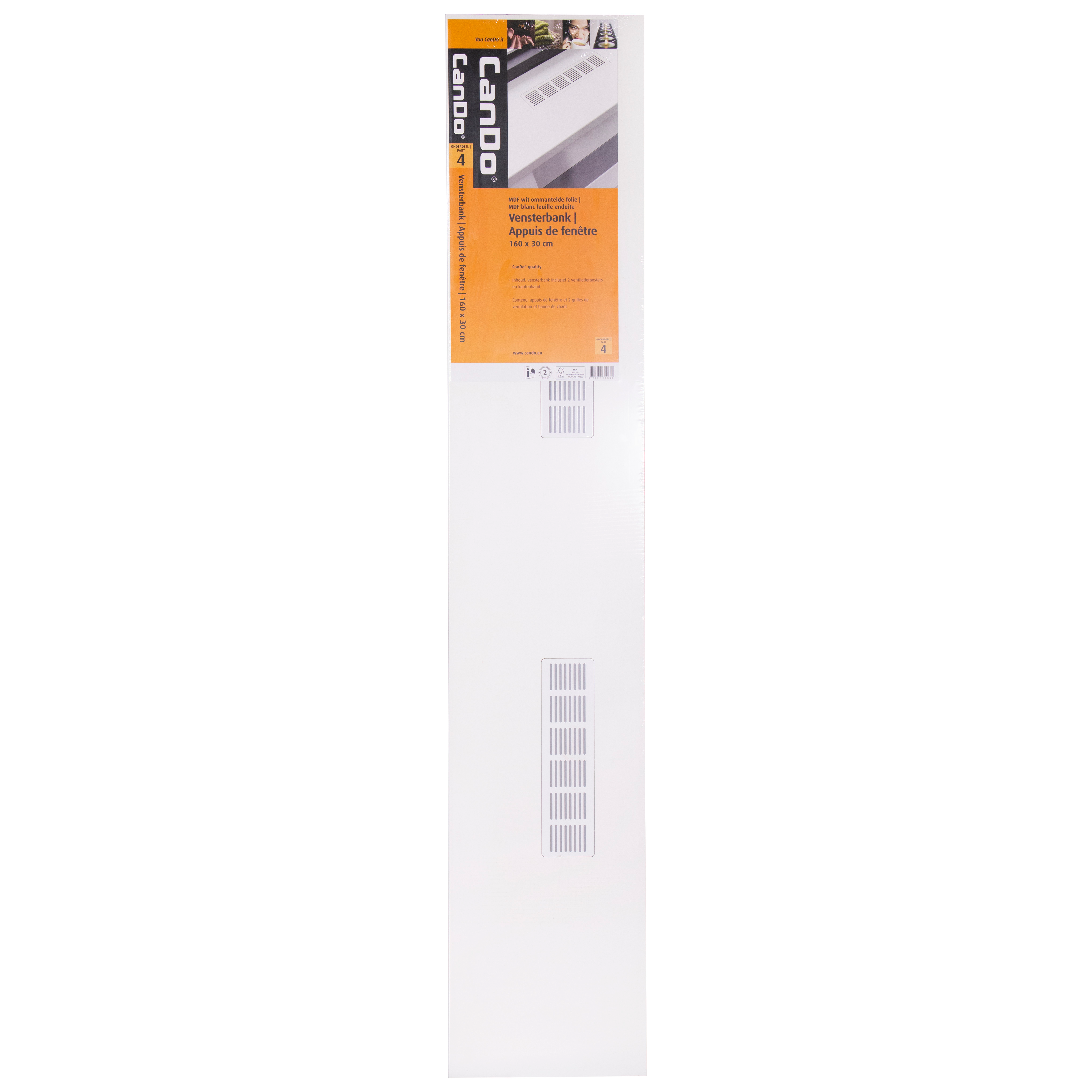 Appui de Fenêtre Cache-Radiateur Blanc Mdf 36 mm 160×30 cm (Cando)