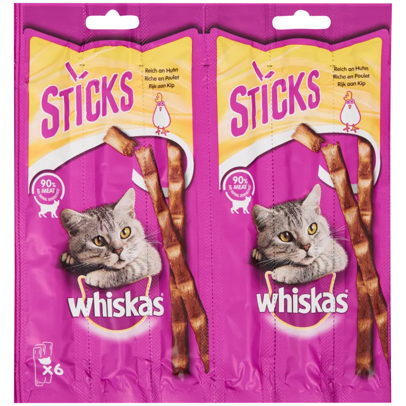Whiskas Kattensticks 6x6g Kip